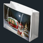 Winter Chihuahua Caravan Christmas Adventure  Large Gift Bag<br><div class="desc">Embrace the magic of a snowy winter night as a caravan glides gracefully through the moonlit landscape. The serene beauty of the glistening snow and the enchanting glow of the moon create a captivating scene,  promising an unforgettable Christmas adventure filled with warmth,  joy,  and cherished memories.</div>
