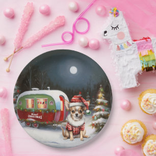 Winter Chihuahua Caravan Christmas Adventure Paper Plate