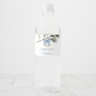 Winter Chinoiserie Bow Bridal Shower Bottle Label