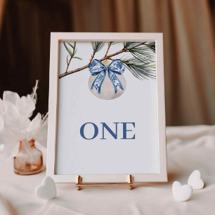 Winter Chinoiserie Bow Bridal Shower Table Number