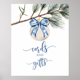 Winter Chinoiserie Bow Cards and Gifts Party Sign