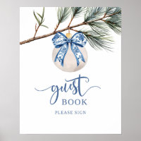 Winter Chinoiserie Bow Guest Book Party Sign