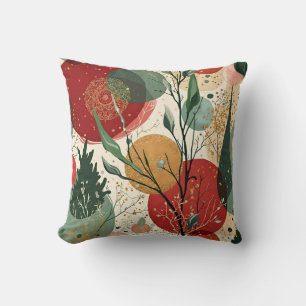 Winter / Christmas Abstract Gold Splatter Throw Pillow