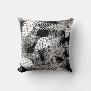 Winter Christmas abstract white pine cones tree pr Throw Pillow