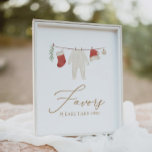 Winter Christmas Baby Shower Favours Sign<br><div class="desc">Invite friends and family to take a favour at your baby shower with this festive baby clothes themed sign.</div>