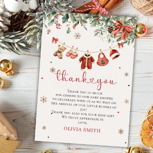 Winter Christmas Baby Shower Thank You Card