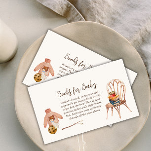 Winter Christmas Boho Books for Baby Shower Enclosure Card