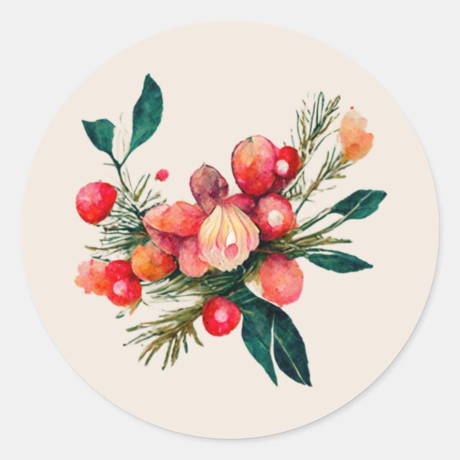 Winter, Christmas Bouquet, Stickers (Front)