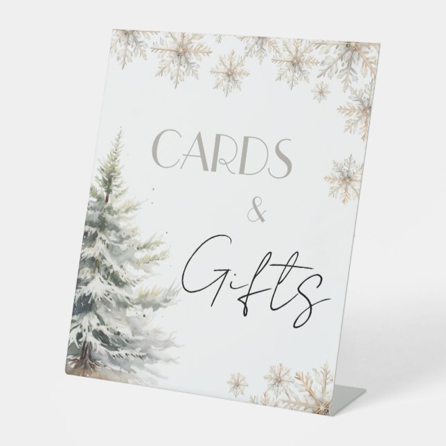 Winter Christmas Bridal Shower Table Pedestal Sign (Front)