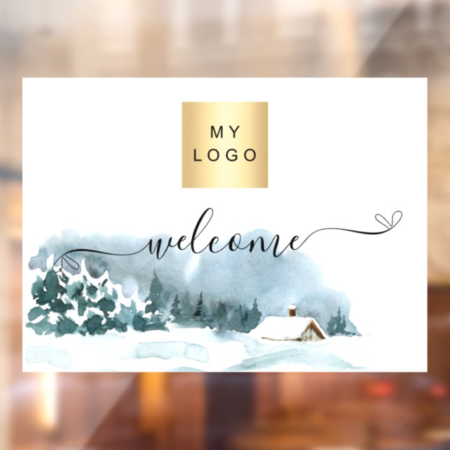 Winter christmas business logo welcome  window cling (Sheet 2)
