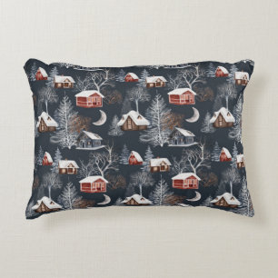 Winter Christmas Cabin Accent Pillow