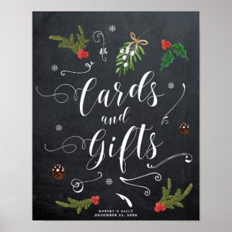 winter christmas cards and gifts sign wedding