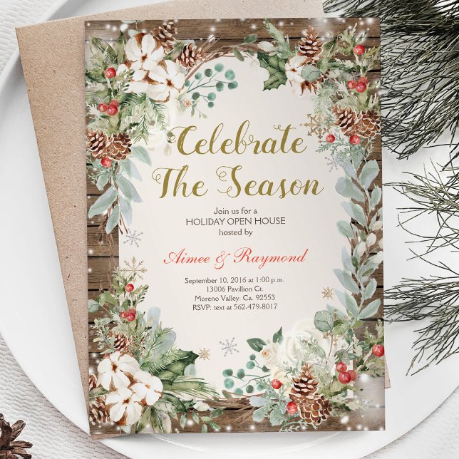 Winter Christmas Celebrate the season open house Invitation (Creator Uploaded)
