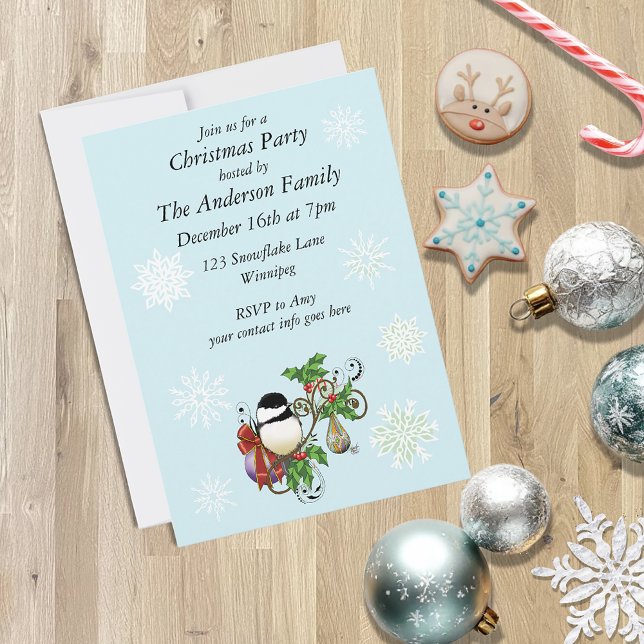 Winter Christmas Chickadee Invitation (Creator Uploaded)