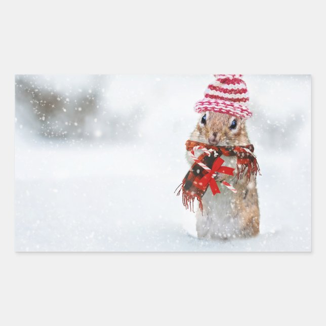 Winter Christmas Chipmunk Sticker (Front)