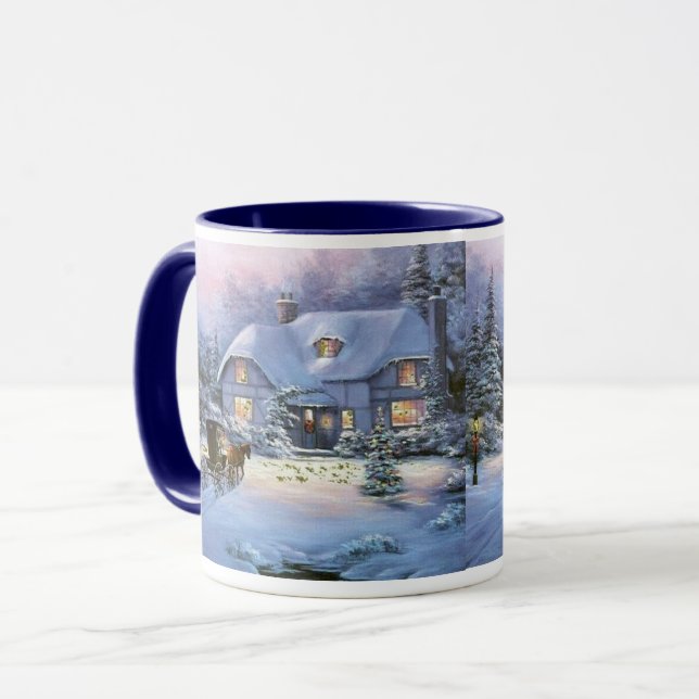 Winter Christmas Cottage Mug (Front Left)