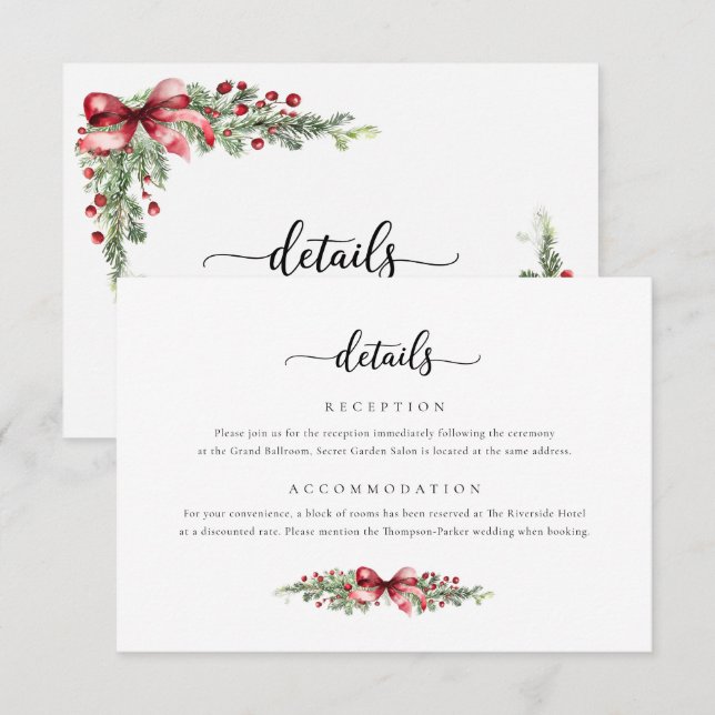 Winter Christmas Details Enclosure Card (Front/Back)