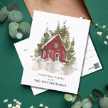 Winter Christmas Drinks Party Postcard<br><div class="desc">Send an invitation for Christmas drinks to all your friends, family and colleagues to celebrate the holiday season with these elegant drinks/cocktail party invitations. The design will feature your event details in a chic black lettering, with a watercolour illustration of a cozy home surrounded by snow and winter trees. Customize...</div>