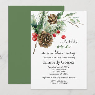 Winter Christmas Evergreen Baby Shower Invitation