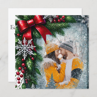 Winter Christmas evergreen border Holiday Card