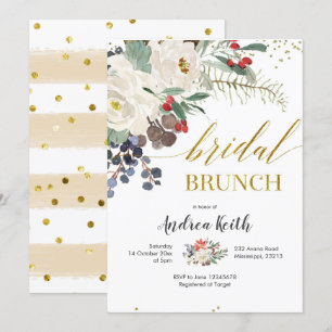 Winter Christmas Floral Bridal Brunch Invitation
