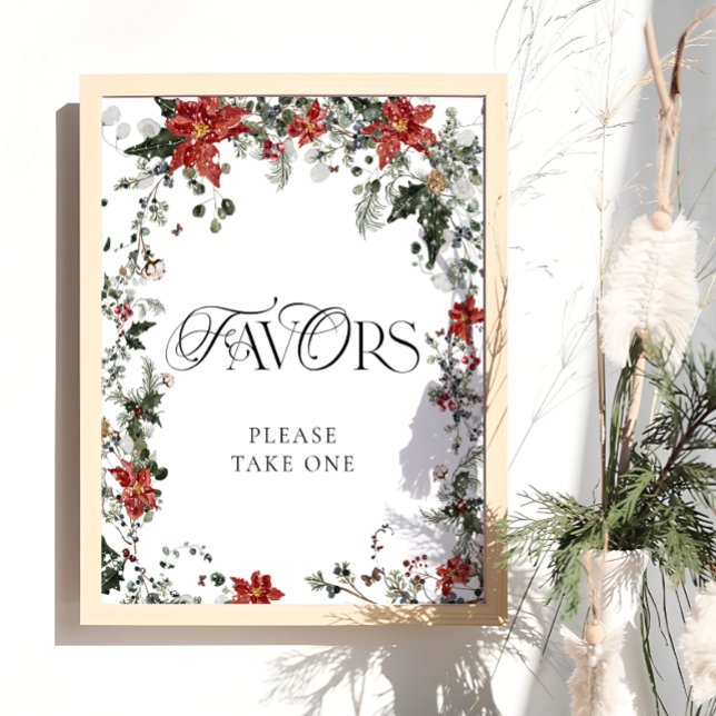 Winter Christmas Floral Favours Please Take One Poster (Creator Uploaded)