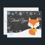 Winter Christmas Fox Blue Thank You Card<br><div class="desc">Winter Christmas Fox Snowflake Blue Thank You Card. Blue Fox. Chalkboard Background. Black and White. Blue Snowflake. Love and Thanks, beautiful script font. Add your message on back or leave blank and hand write. For further customization, please click the "Customize it" button and use our design tool to modify this...</div>