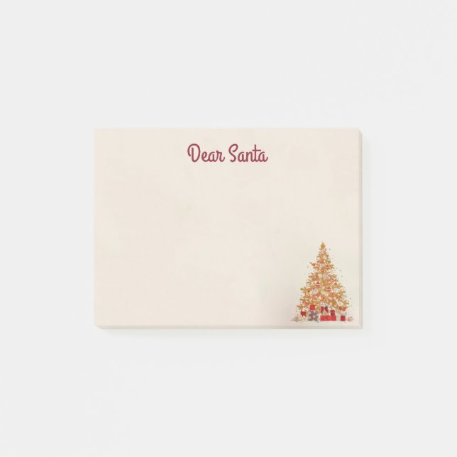 Winter Christmas Gold Glittered Tree Presents Post-it Notes (Front)