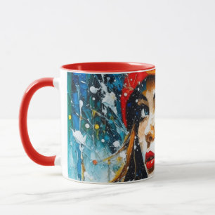 Winter, Christmas hat snow girl personalize mug