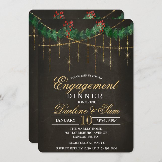 Winter Christmas Holiday Engagement Invitation (Front/Back)