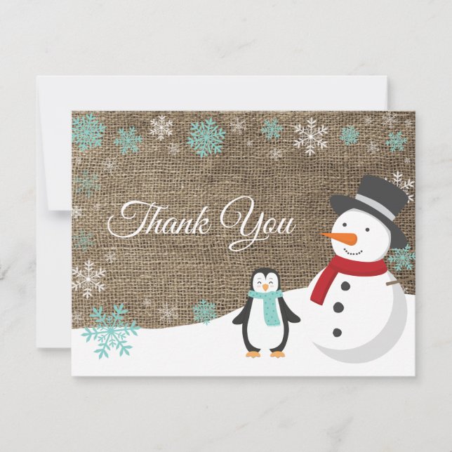 Winter Christmas Holiday Snowflake Thank You card (Front)