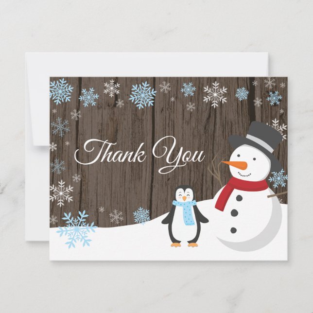 Winter Christmas Holiday Snowflake Thank You card (Front)