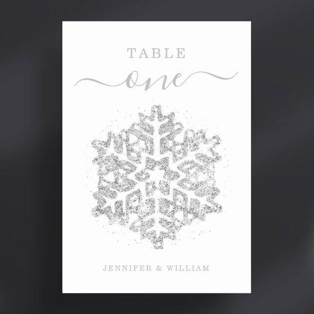 Winter Christmas Holiday Wedding Silver  Table Number (Winter Christmas Holiday Wedding Silver Table Number)