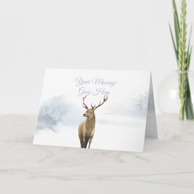 Winter Christmas Holidays Elegant Stag Holiday Card (Front)