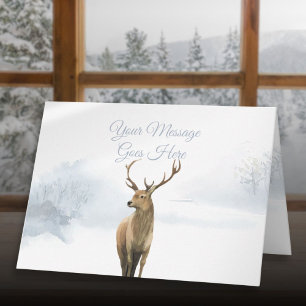 Winter Christmas Holidays Elegant Stag Holiday Card