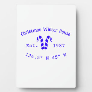 Winter Christmas house blue candy canes est. Year  Plaque