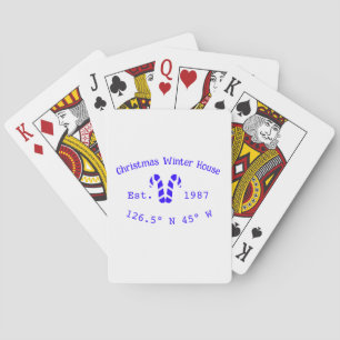 Winter Christmas house blue candy canes est. Year Playing Cards