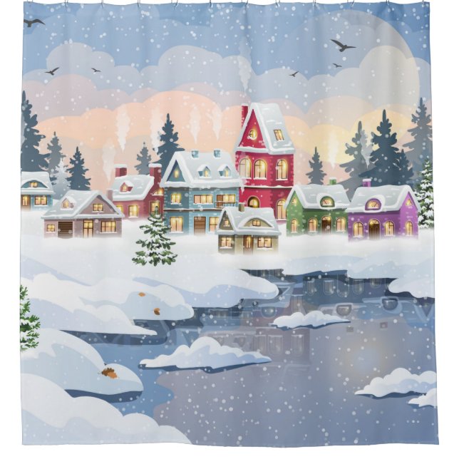 Winter Christmas landscape with snow-covered house (Front)