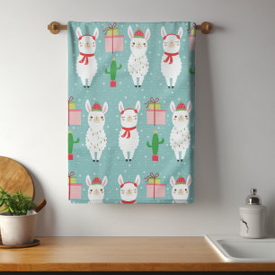 Winter Christmas Llamas   Holidays Kitchen Towel