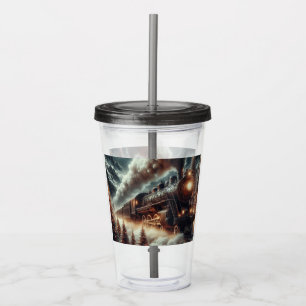 Winter/Christmas night train Acrylic Tumbler