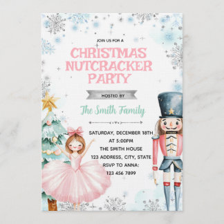 Winter christmas nutcracker party invitation