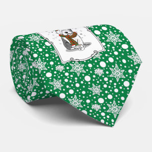 Winter Christmas Old English Sheepdog Grey 1 Cute Tie