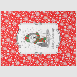 Winter Christmas Old English Sheepdog Grey 1 Cute Tissue Paper
