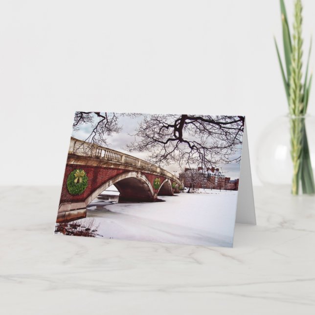 Winter Christmas on the Charles River Boston Holiday Card (Front)