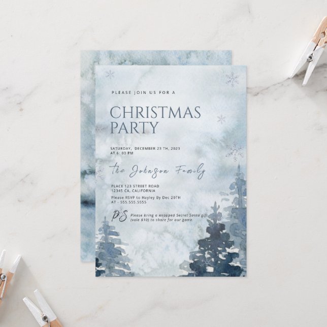 Winter  Christmas Party Invitation (Front/Back In Situ)