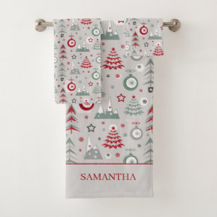 Winter Christmas pattern.  Bath Towel Set