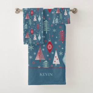 Winter Christmas pattern. Bath Towel Set