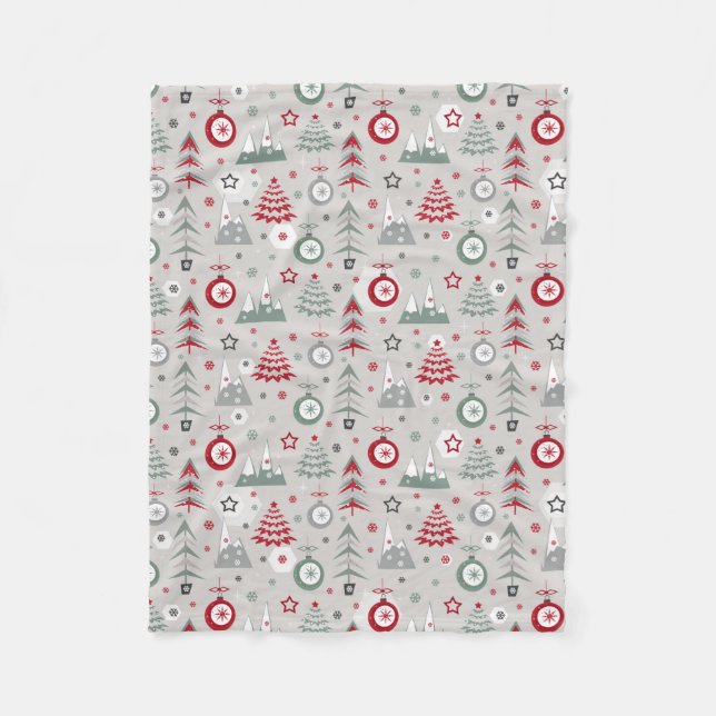 Winter Christmas pattern.  Fleece Blanket (Front)