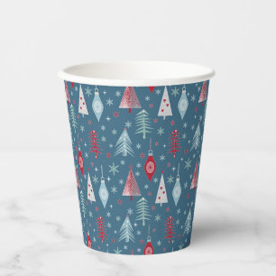 Winter Christmas pattern. Paper Cups