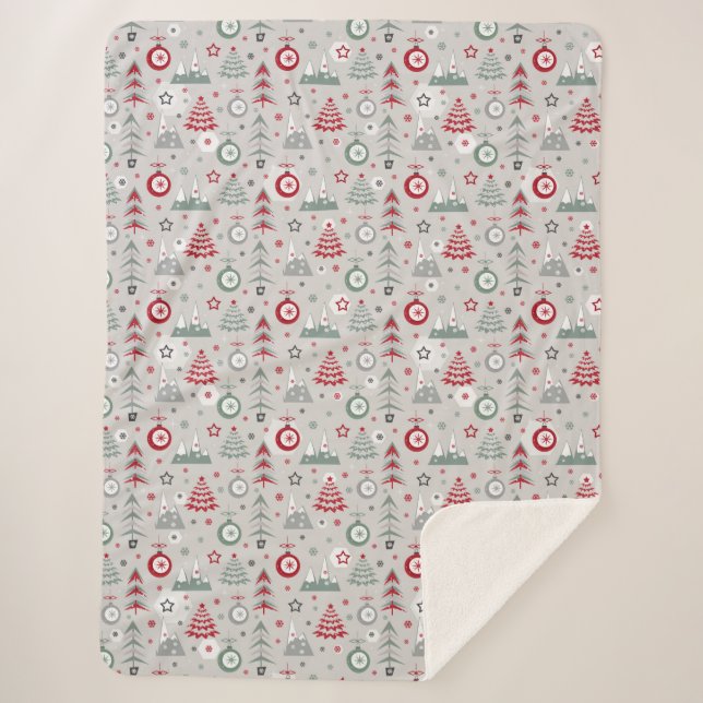 Winter Christmas pattern.  Sherpa Blanket (Front)